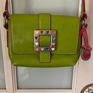 Dooney & Bourke Green Crossbody Bag with Heart Accents
